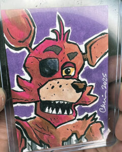 Drawing of an animatronic fox character, with an eyepatch, from the film "Five Nights at Freddy's."